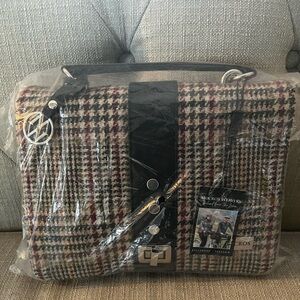 Woven plaid bag by Mucros Weavers Ireland